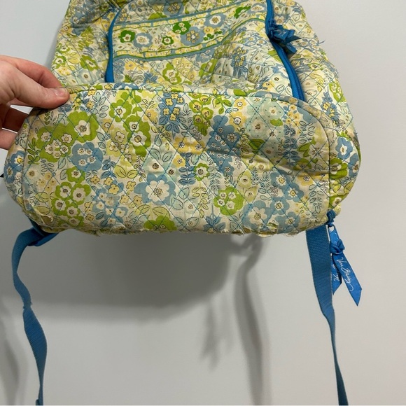 Vera Bradley Women’s Quilted Cotton Campus Blue Green Yellow Floral Backpack - Picture 3 of 10